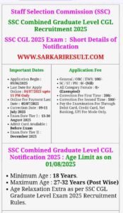 ssc cgl job notification 2025